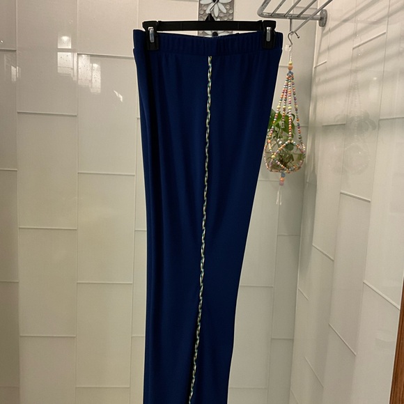 NWT$210 Jade by Johnny Was SMALL Nara Matte Jersey Crop Pants Blue Night - Picture 2 of 10